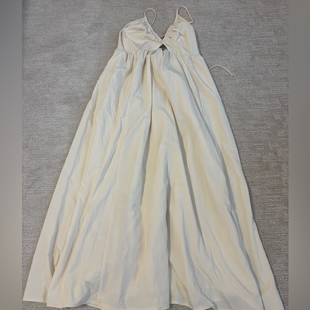 H&M Cream Spaghetti-Strap Midi Dress